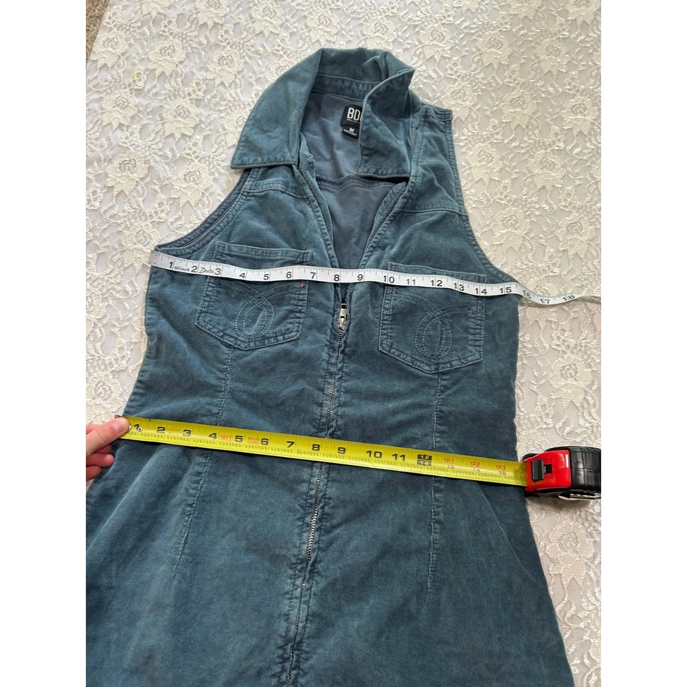 BDG Urban Outfitters Manda Corduroy Mini Dress Blue M Boho Western Retro 80s Y2K - Picture 8 of 9